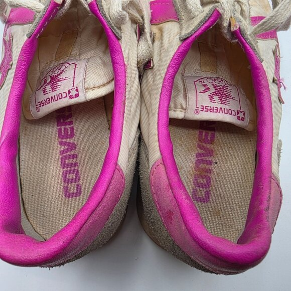 Vintage 80's Converse Womens Size 5.5 Beige Pink Sneaker Shoes Sports Walking - Picture 8 of 13